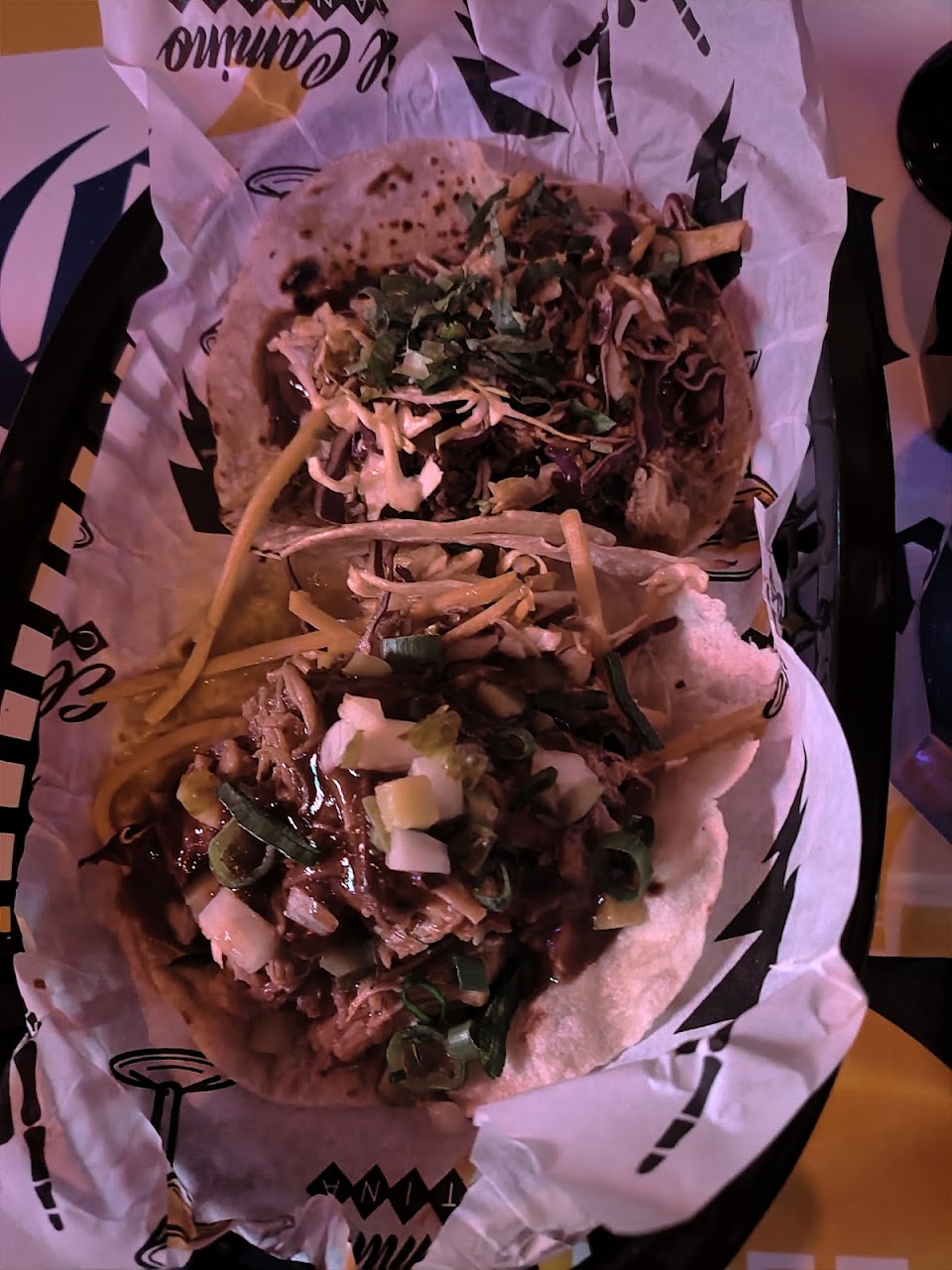 Tacos in a basket at El Camino Cantina The Rocks