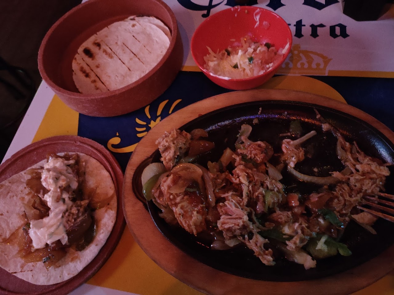 Fajitas and tortillas at El Camino Cantina The Rocks